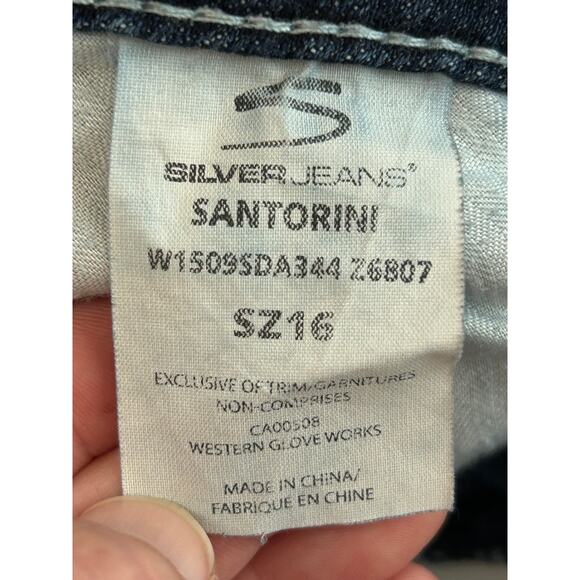 Silver Jeans Santorini Crop Low Rise Blue Distressed Denim Size 16 - Picture 7 of 9